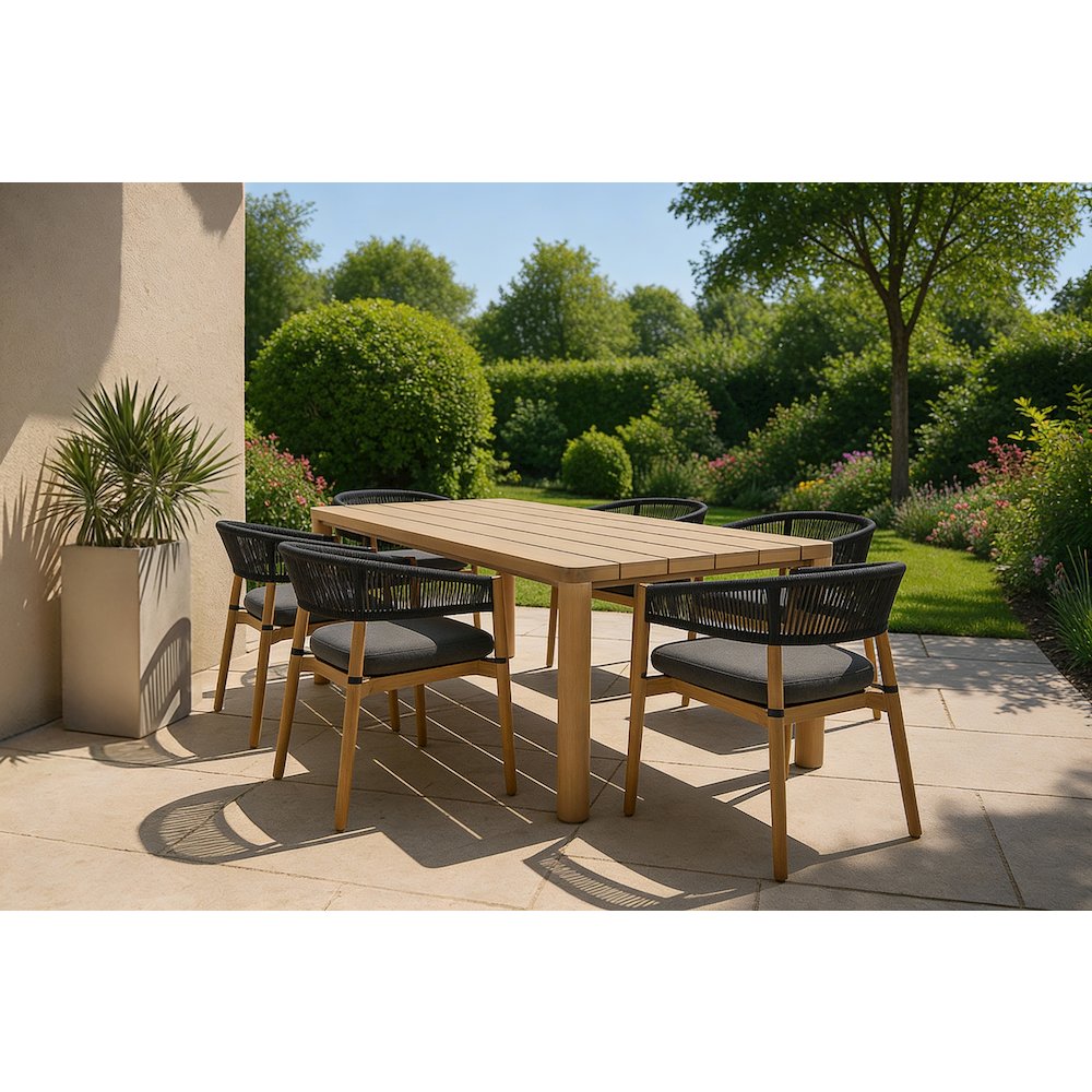 Evora - Outdoor Eucalyptus Rectangular Dining Table. Picture 2