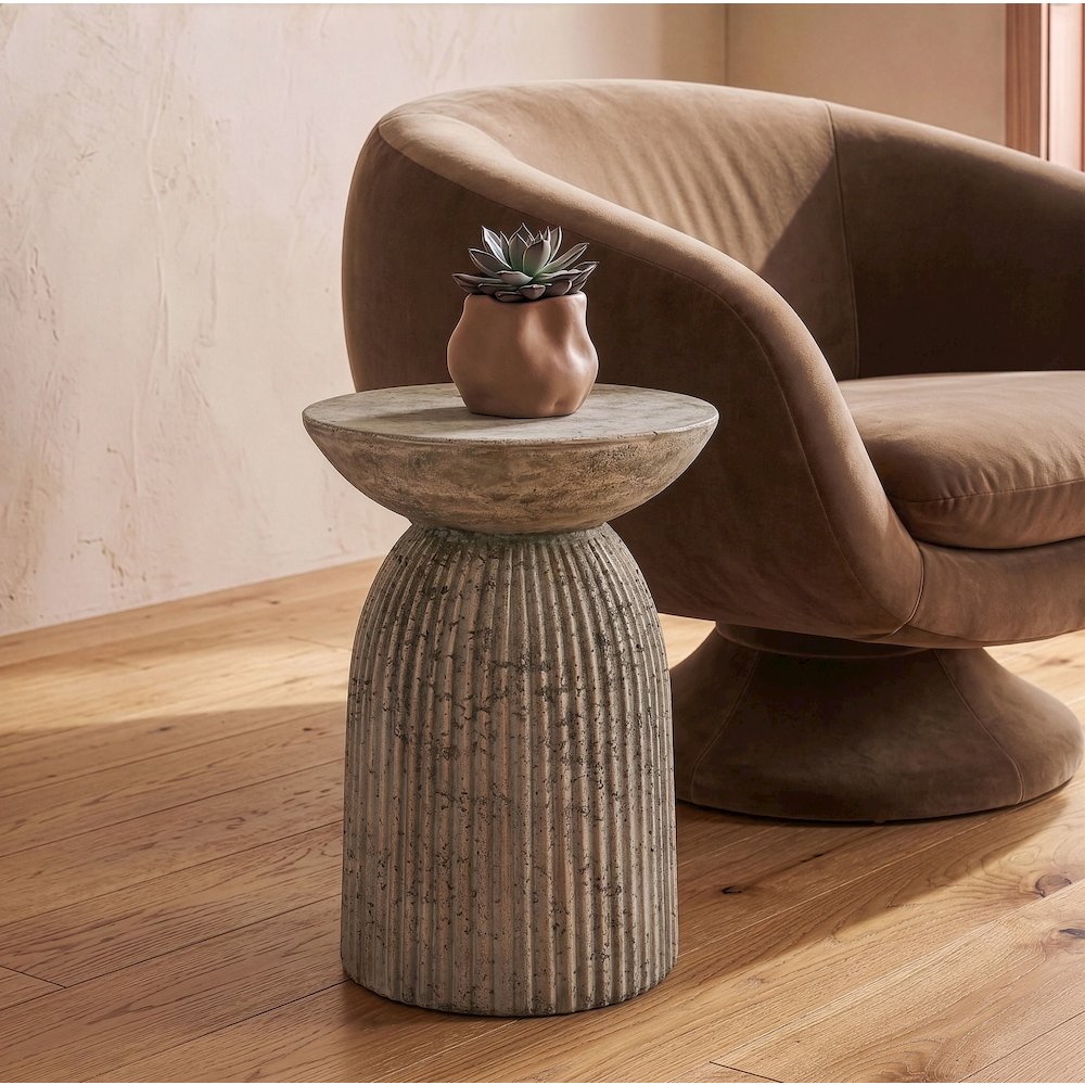 Katyal - Modern Old Grey Fiberform End Table. Picture 2