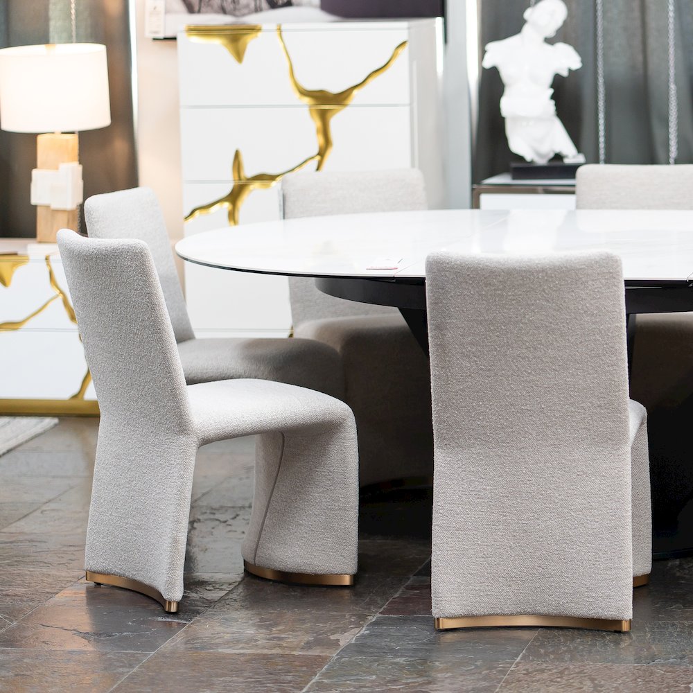Modrest Kenda Contemporary Grey and Brushed Gold Dining Chair (Set of 2). Picture 8