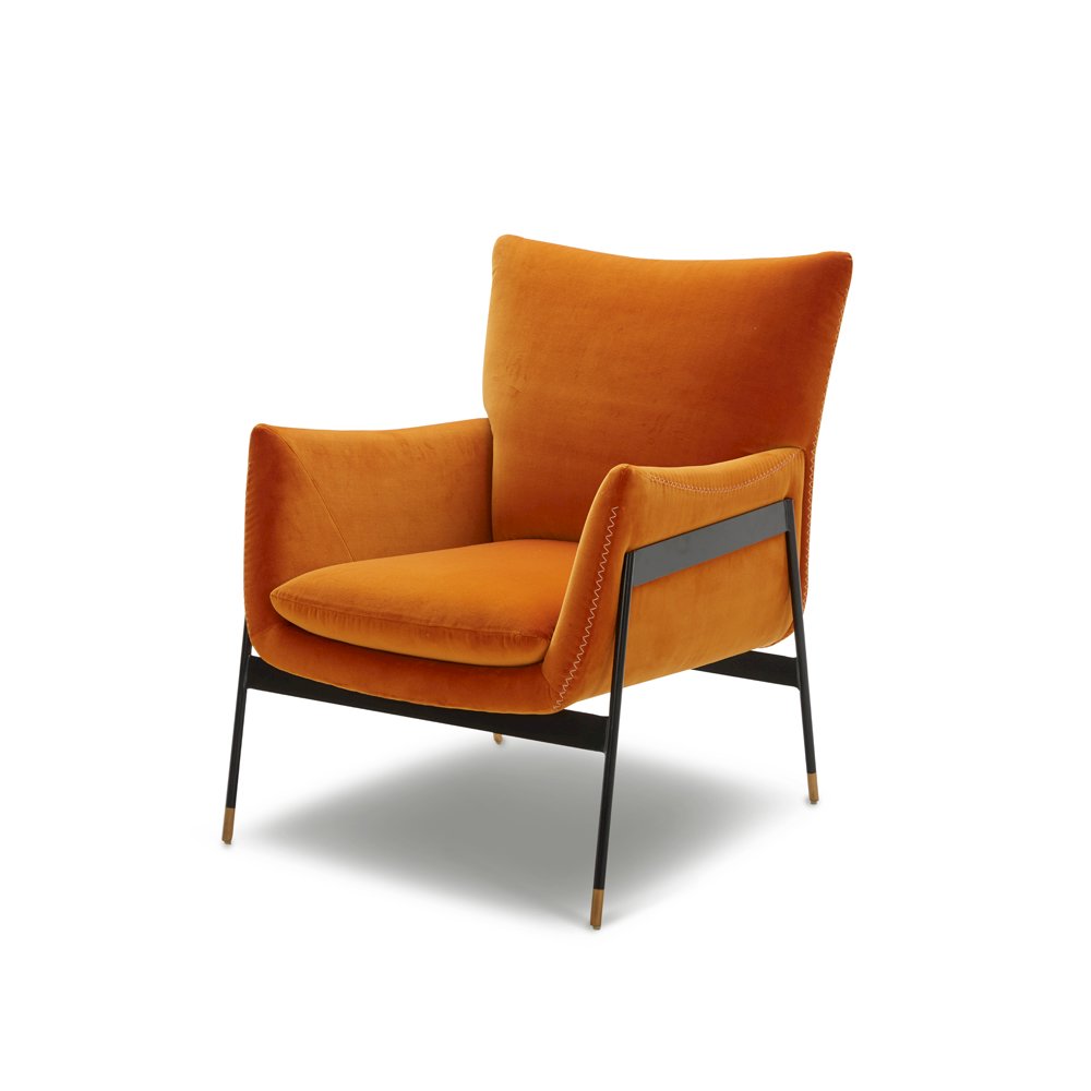 Divani Casa Joseph Modern Orange Fabric Accent Chair. Picture 1