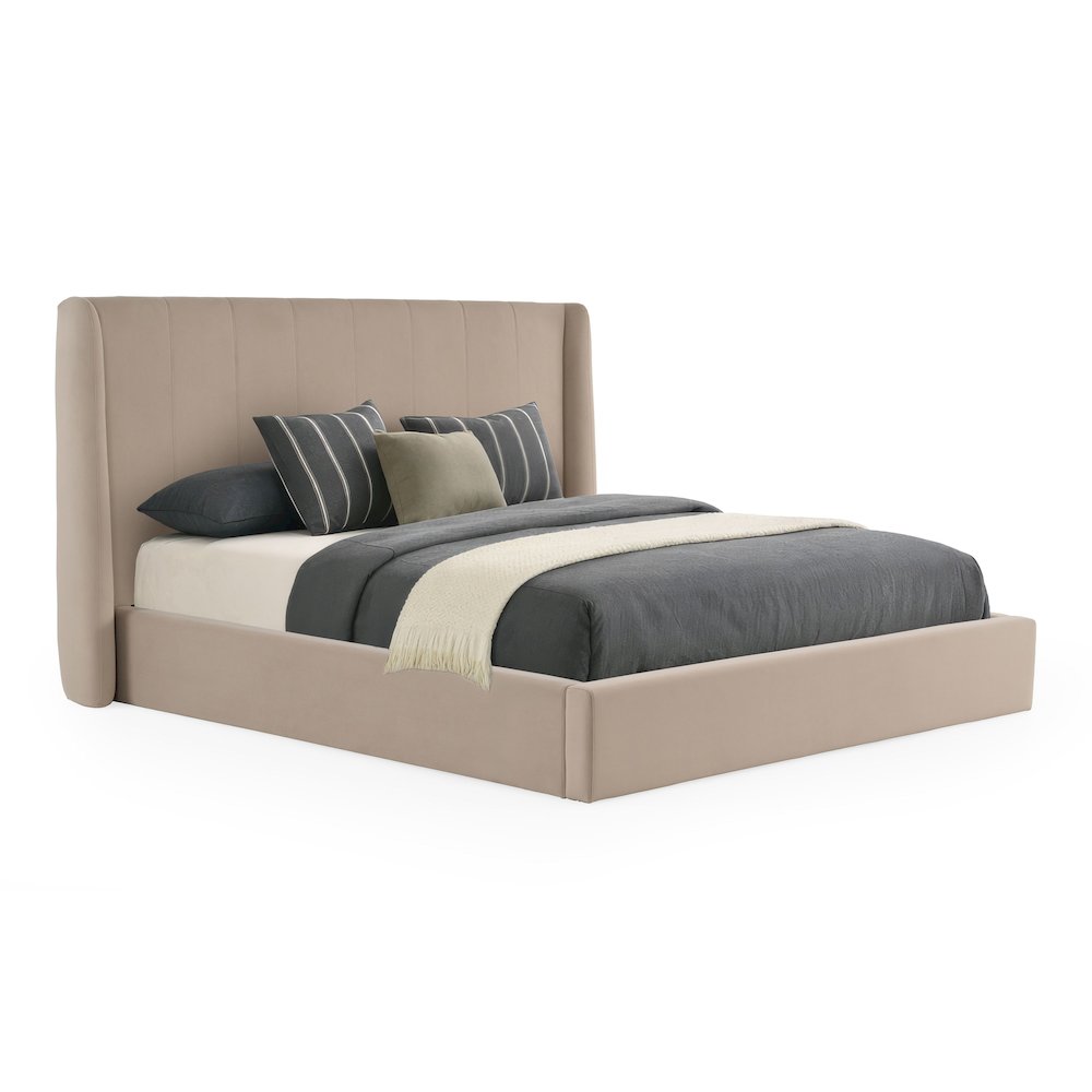 Kiro - Modern Tan Fabric Eastern King Bed. Picture 2