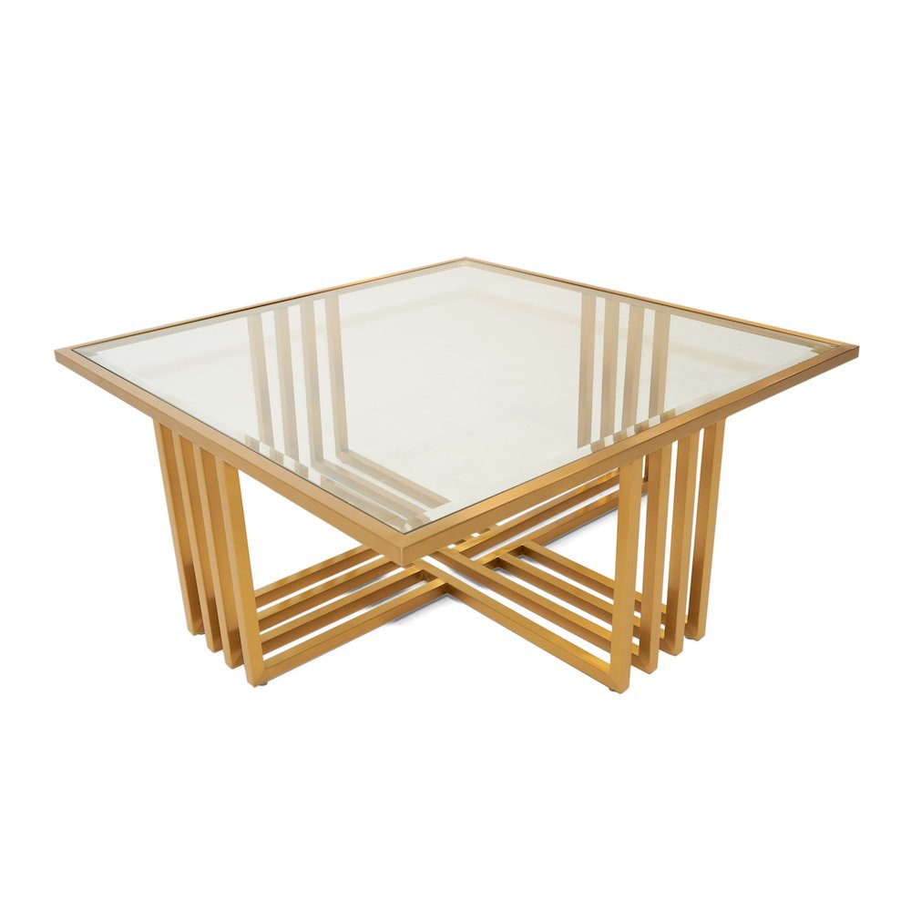 Modrest Kodiak - Glam Clear Glass and Gold Glass Coffee Table. Picture 1