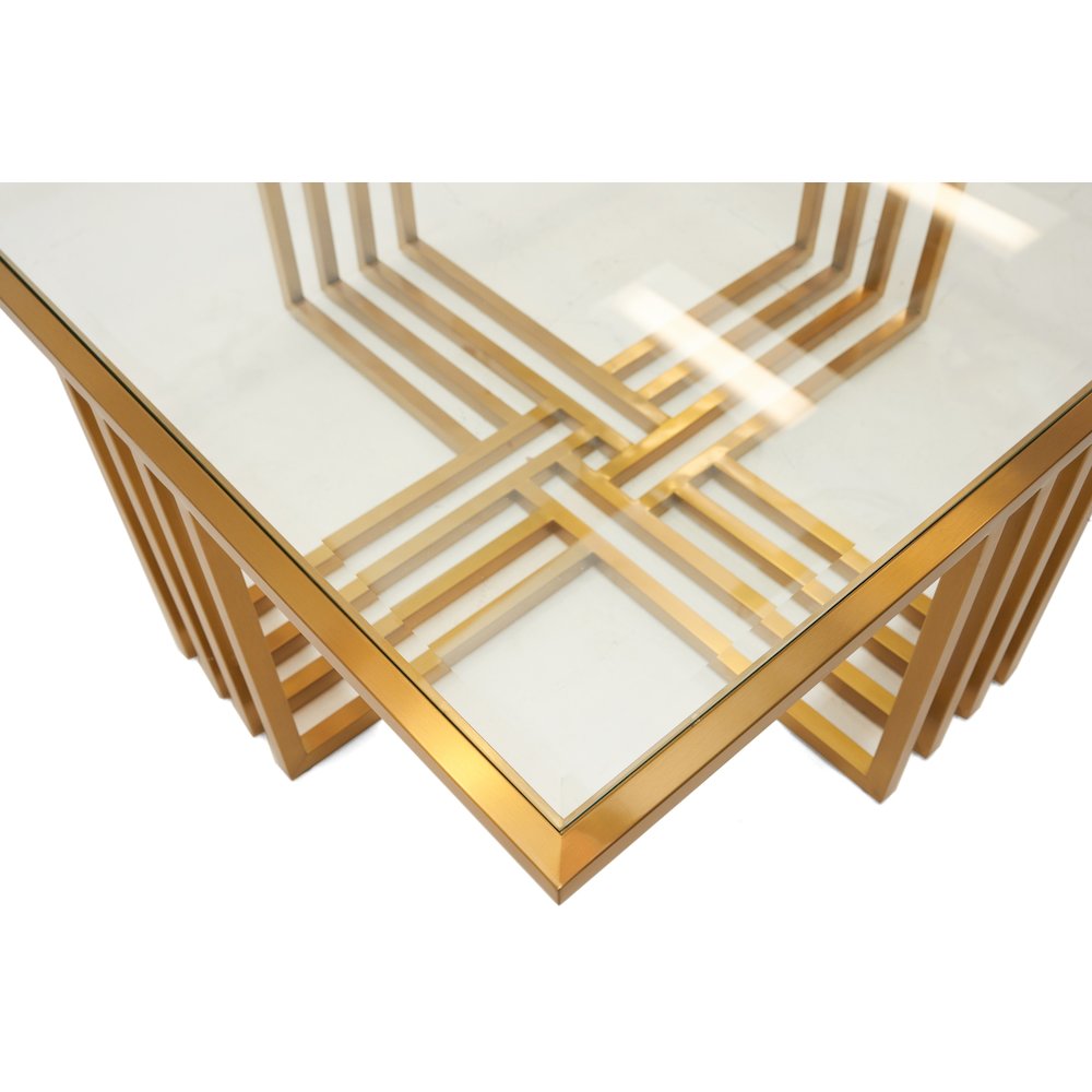 Modrest Kodiak - Glam Clear Glass and Gold Glass Coffee Table. Picture 3