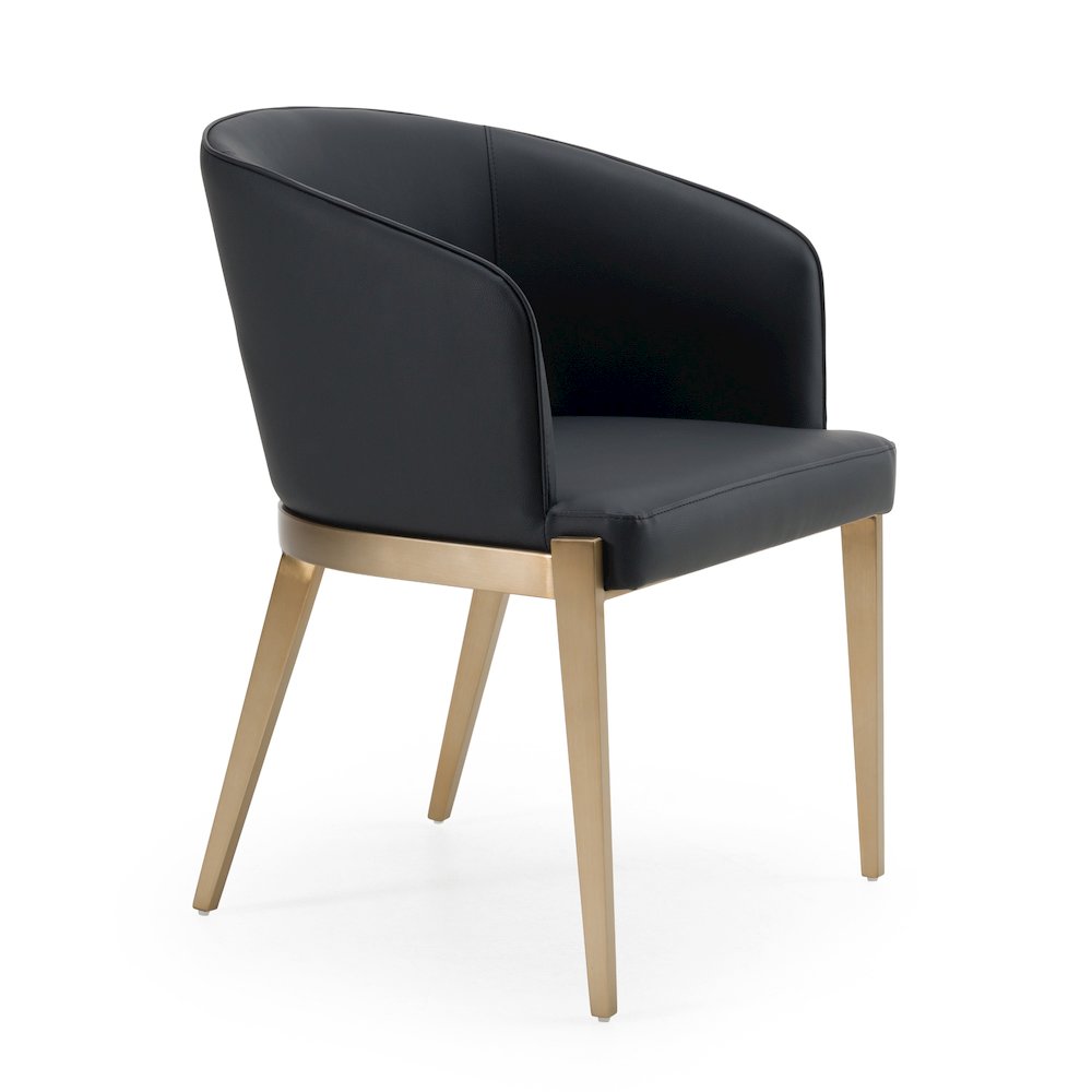 Kravitz - Modern Dark Grey Vegan Leather Antique Brass Dining Chair. Picture 1