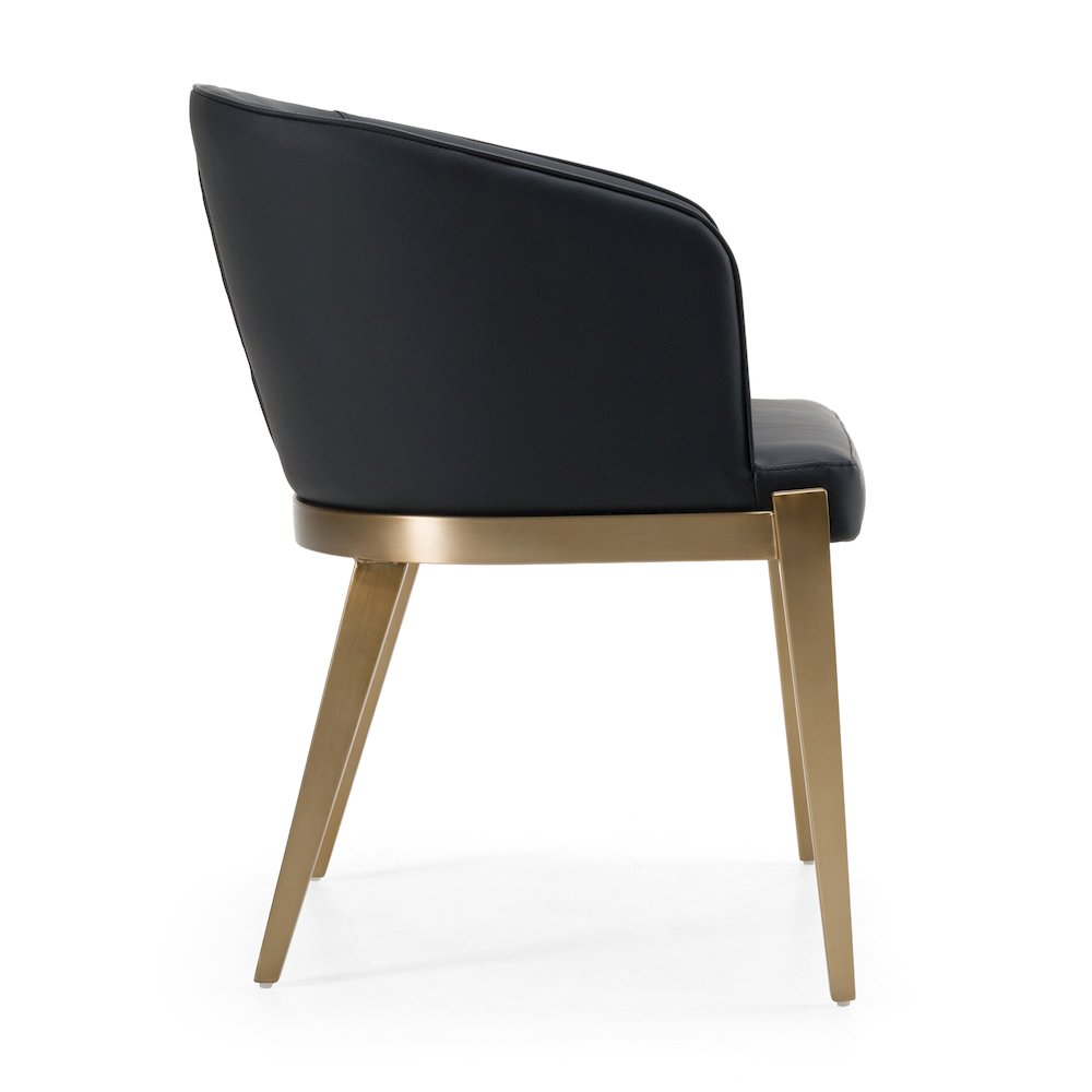 Kravitz - Modern Dark Grey Vegan Leather Antique Brass Dining Chair. Picture 3