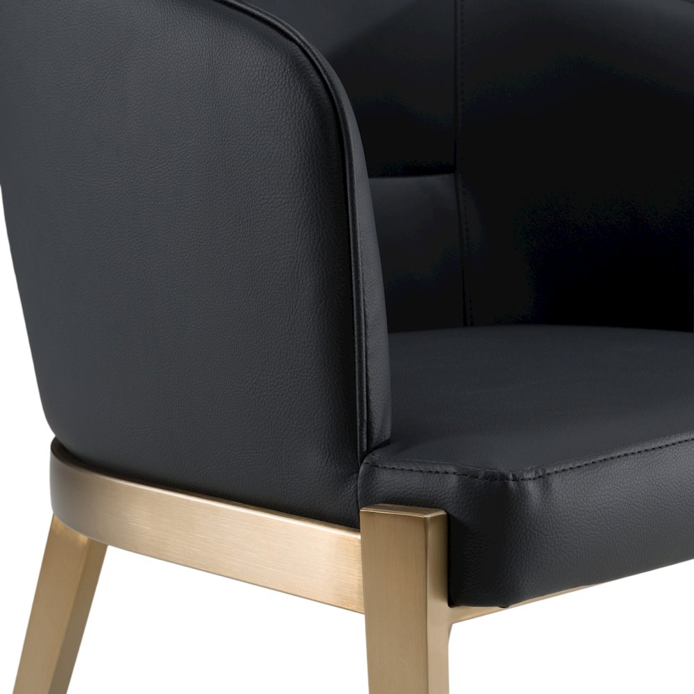 Kravitz - Modern Dark Grey Vegan Leather Antique Brass Dining Chair. Picture 4