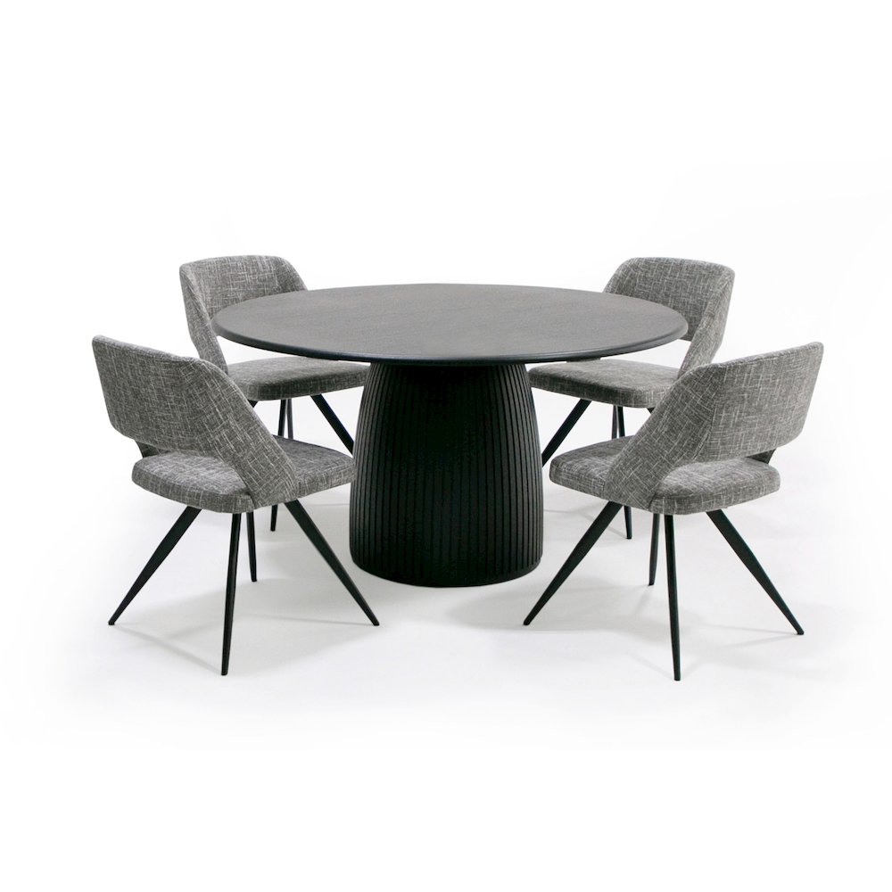 Lander Modern Mid Century Black Oak Round Dining Table. Picture 2