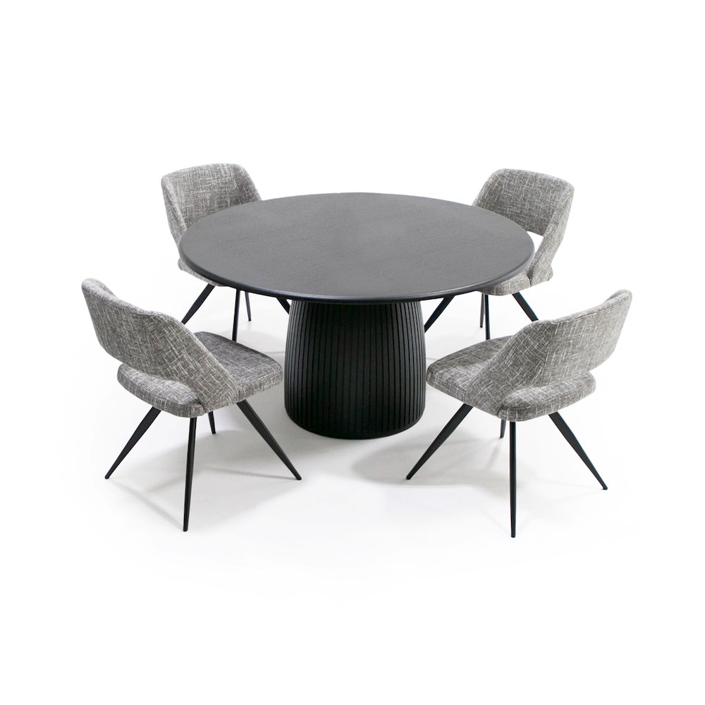 Lander Modern Mid Century Black Oak Round Dining Table. Picture 3