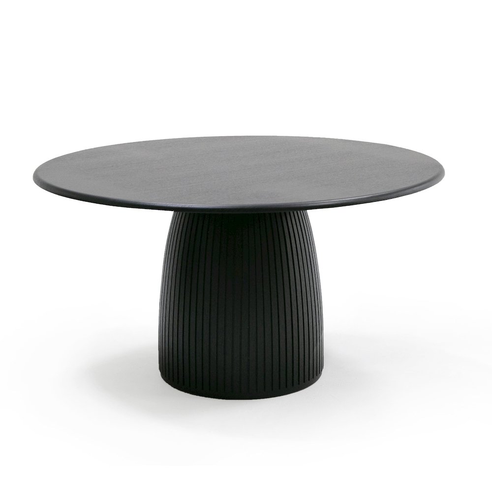 Lander Modern Mid Century Black Oak Round Dining Table. Picture 4