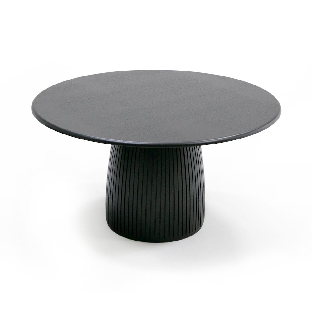 Lander Modern Mid Century Black Oak Round Dining Table. Picture 5