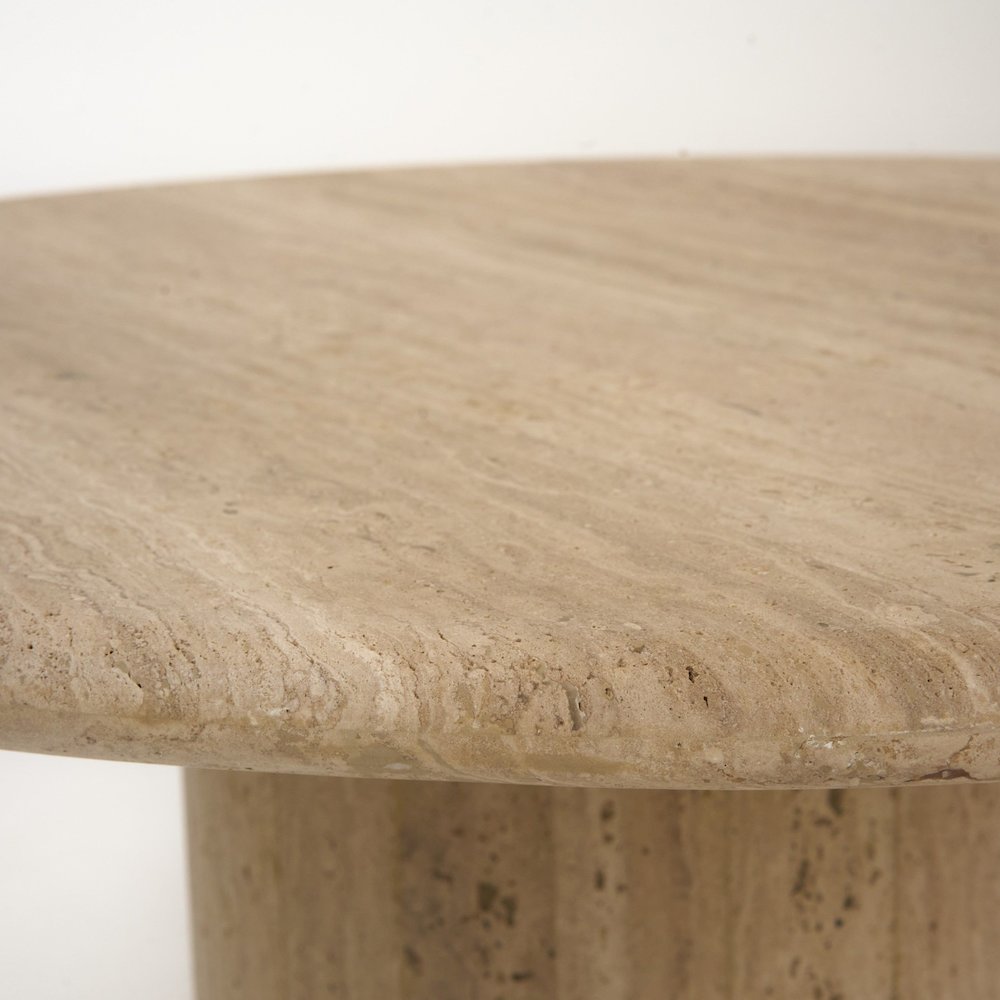 Lavaca - Modern Travertine Marble Round Coffee Table. Picture 3