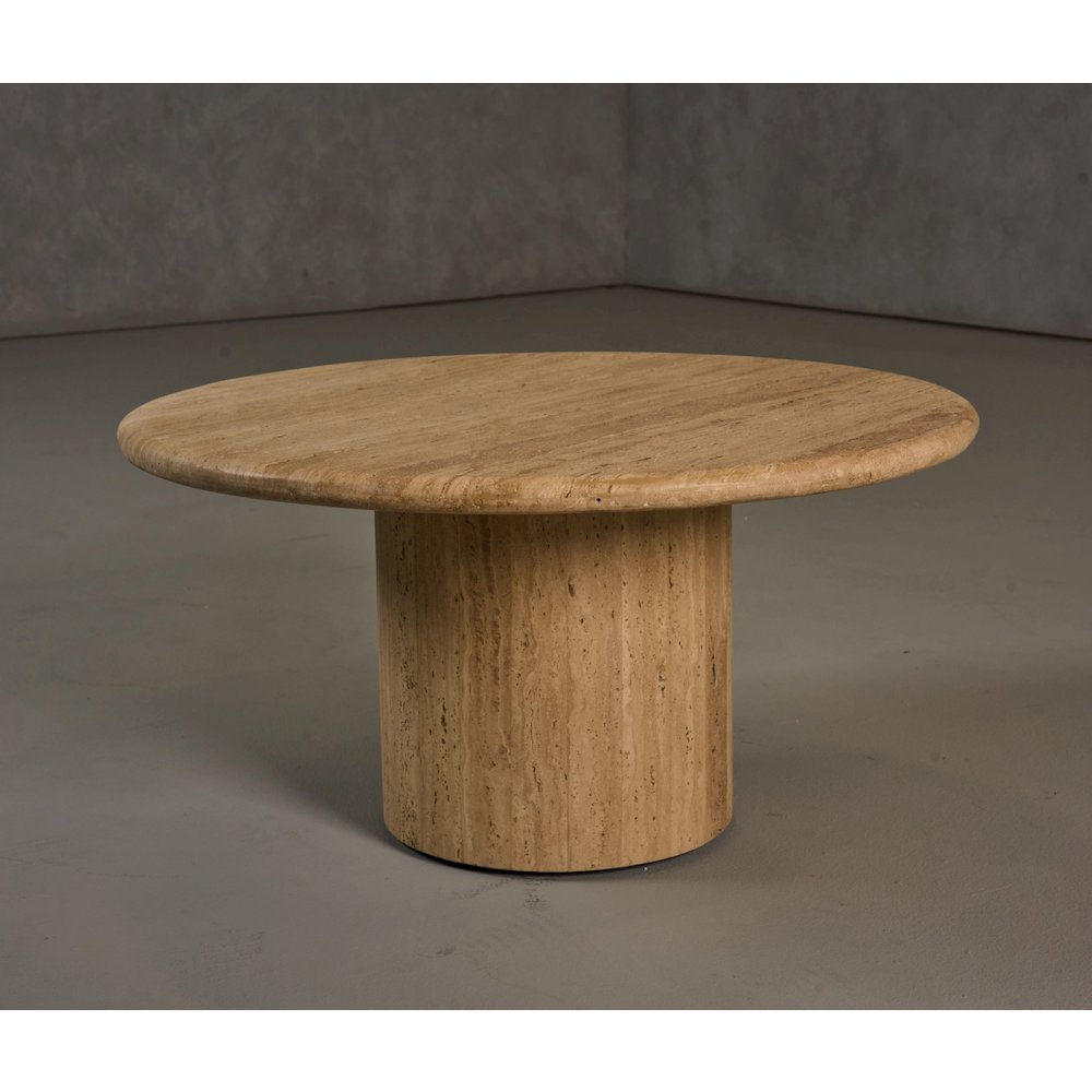 Lavaca - Modern Travertine Marble Round Coffee Table. Picture 2
