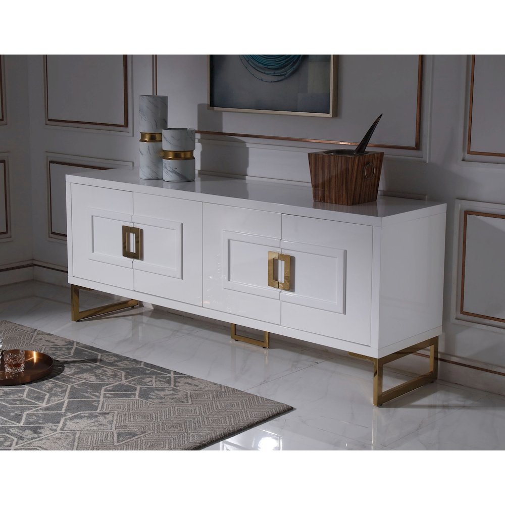 Modrest Leah - Contemporary White High Gloss & Champagne Gold Buffet. Picture 2