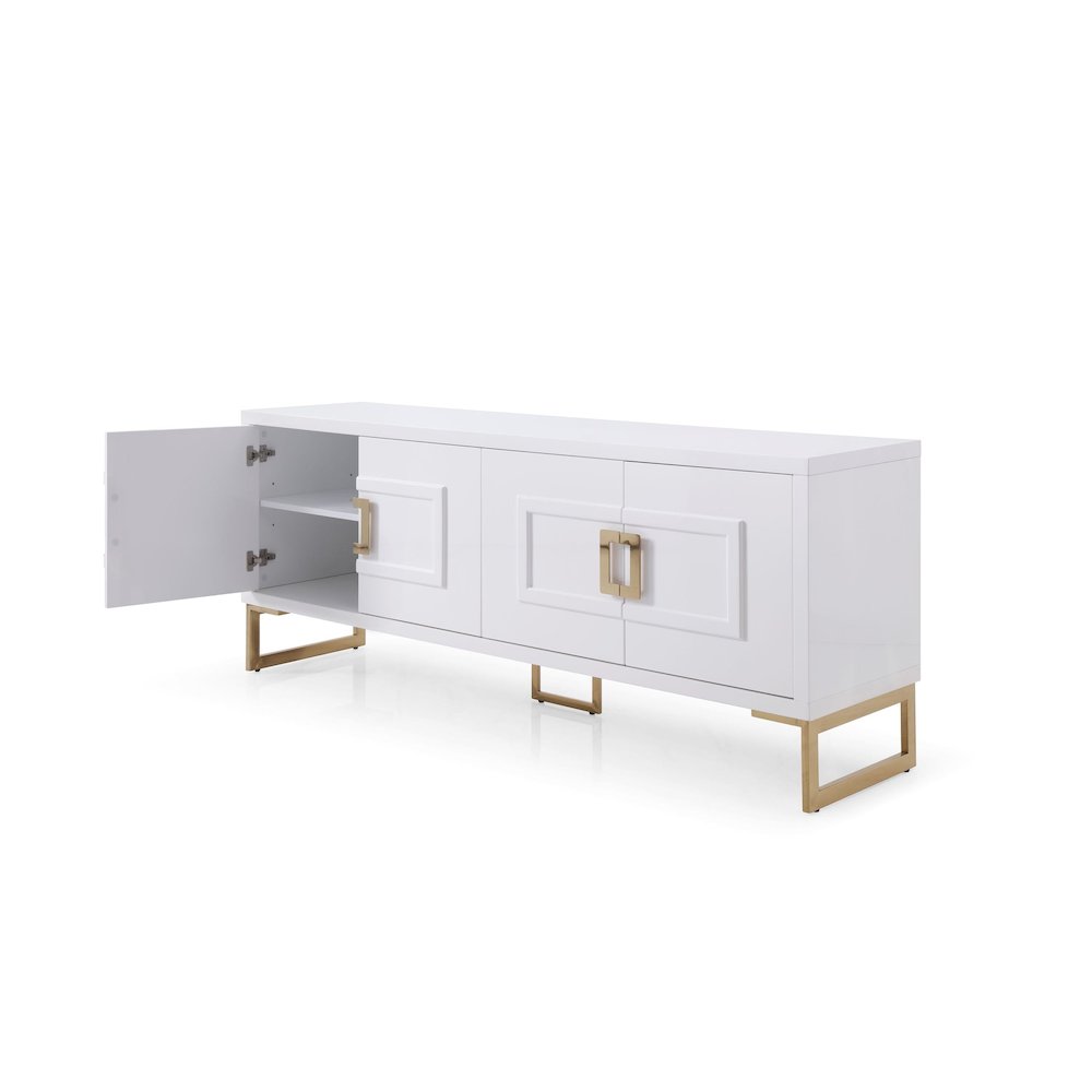 Modrest Leah - Contemporary White High Gloss & Champagne Gold Buffet. Picture 4