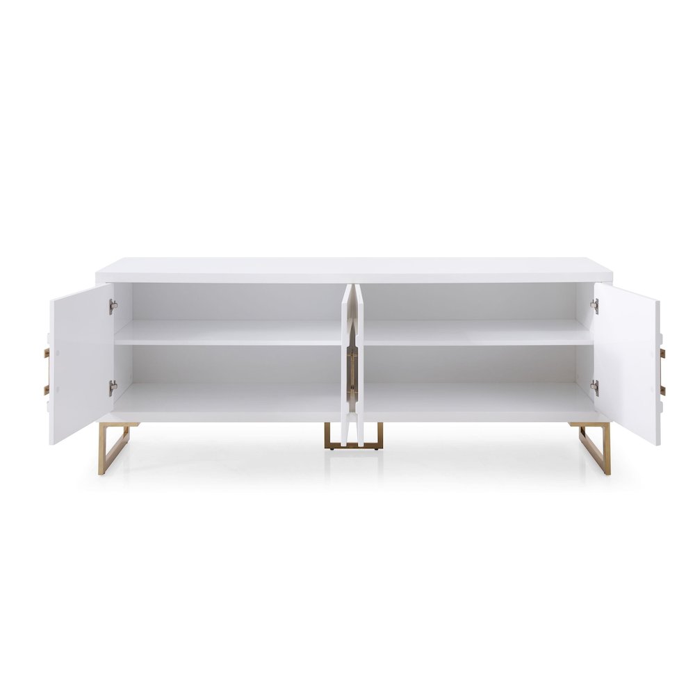 Modrest Leah - Contemporary White High Gloss & Champagne Gold Buffet. Picture 5
