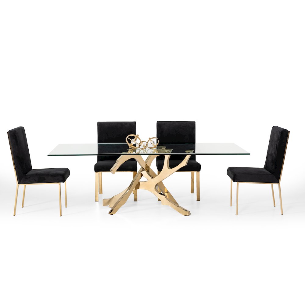 Modrest Legend Modern Glass & Gold Dining Table. Picture 10