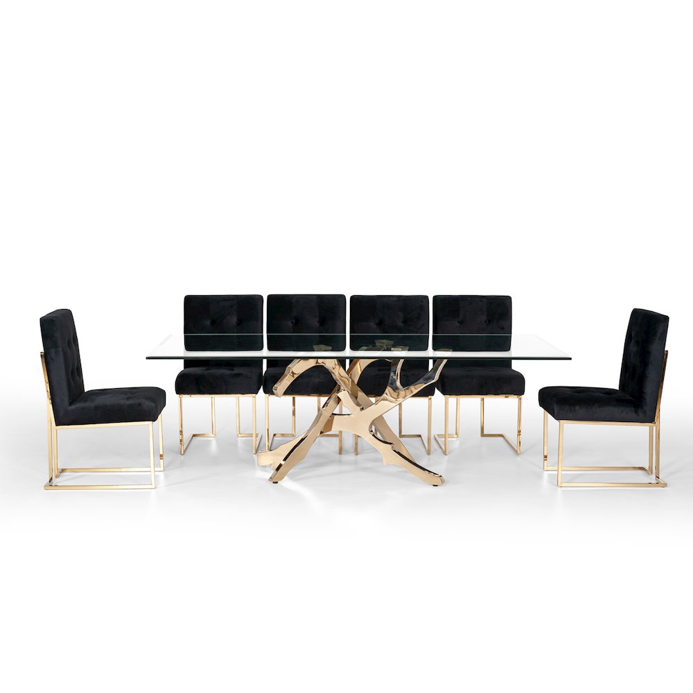 Modrest Legend Modern Glass & Gold Dining Table. Picture 7