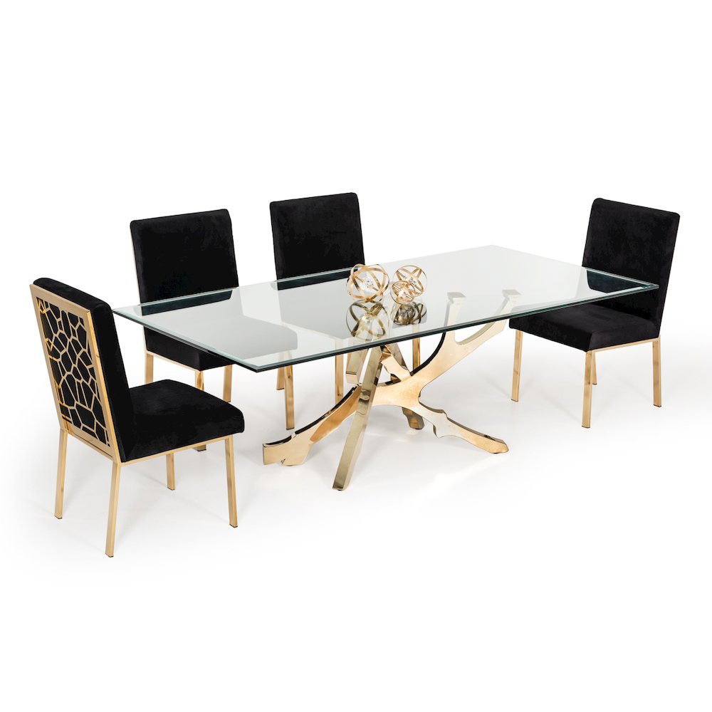 Modrest Legend Modern Glass & Gold Dining Table. Picture 12