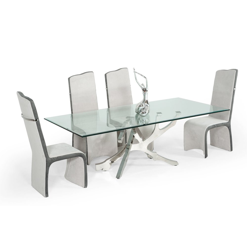Modrest Legend Modern Glass & Stainless Steel Dining Table. Picture 6