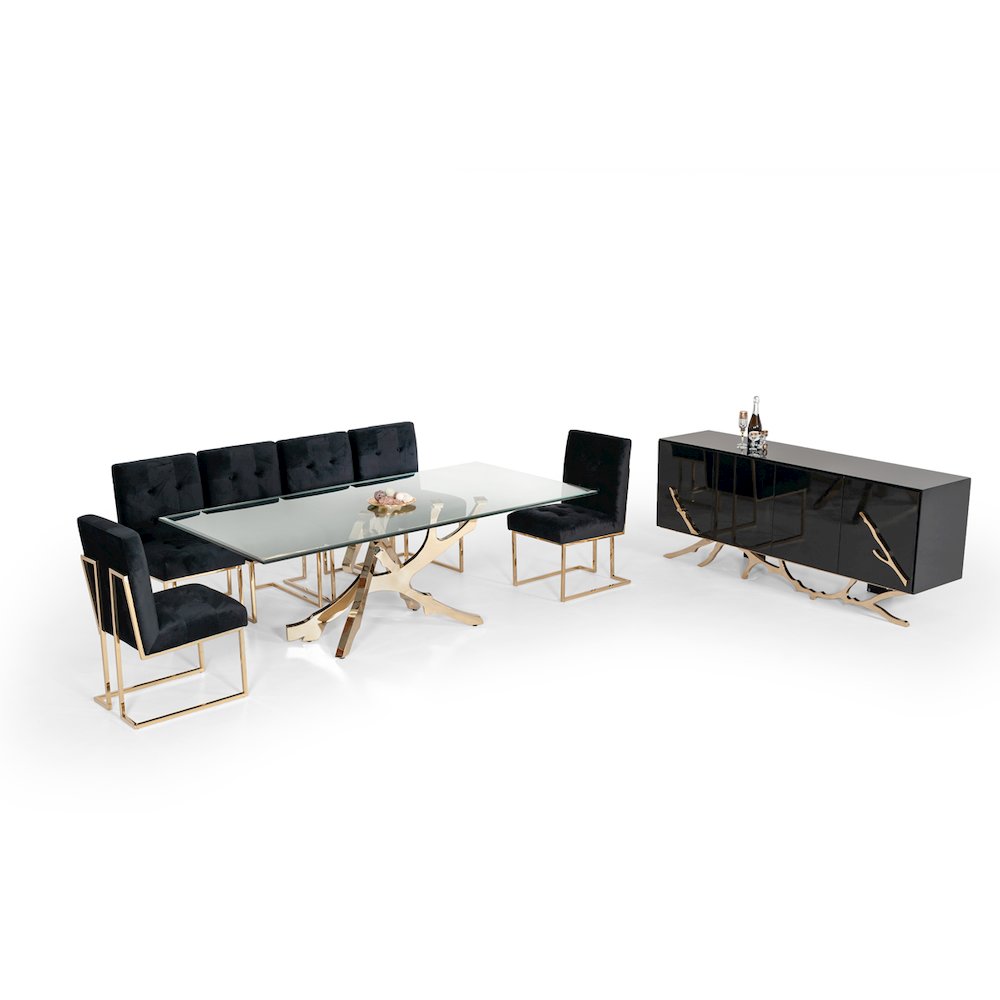 Modrest Legend Modern Glass & Gold Dining Table. Picture 6