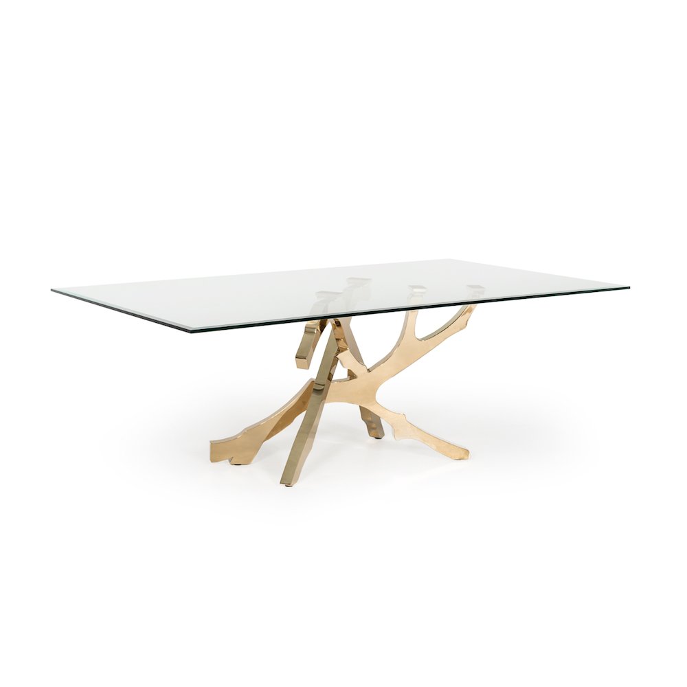 Modrest Legend Modern Glass & Gold Dining Table. Picture 8