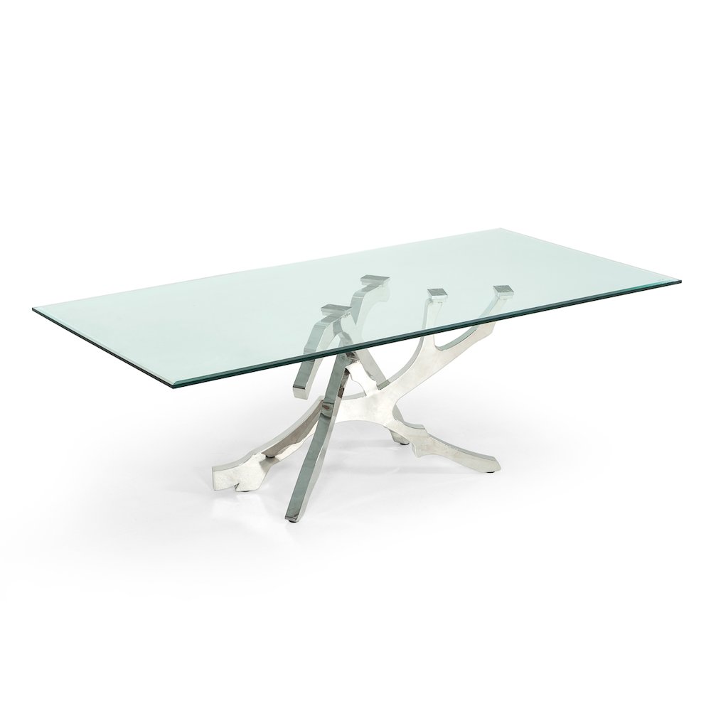 Modrest Legend Modern Glass & Stainless Steel Dining Table. Picture 7