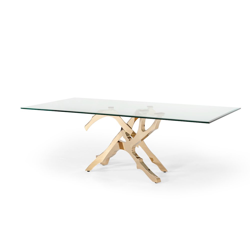 Modrest Legend Modern Glass & Gold Dining Table. Picture 4