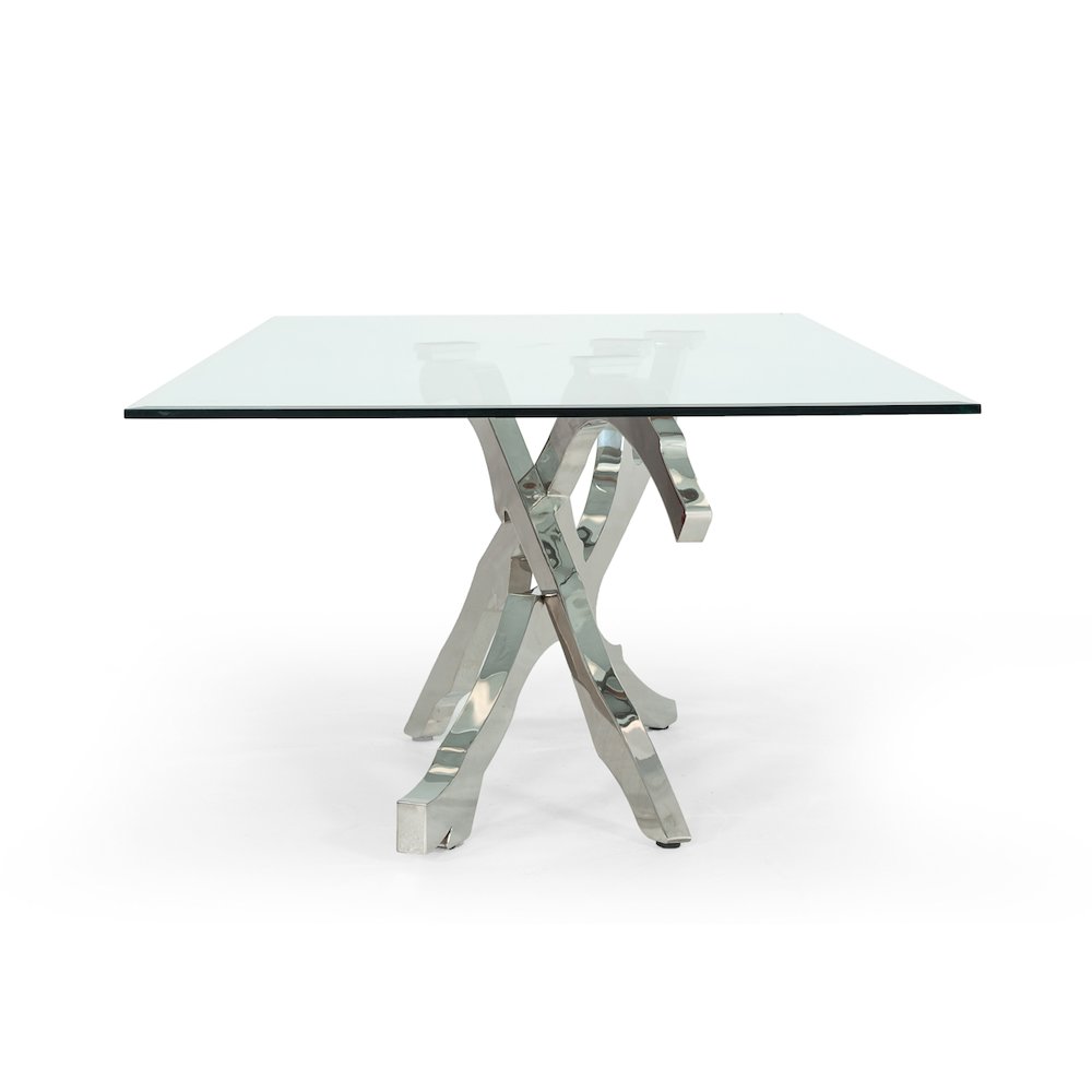 Modrest Legend Modern Glass & Stainless Steel Dining Table. Picture 10