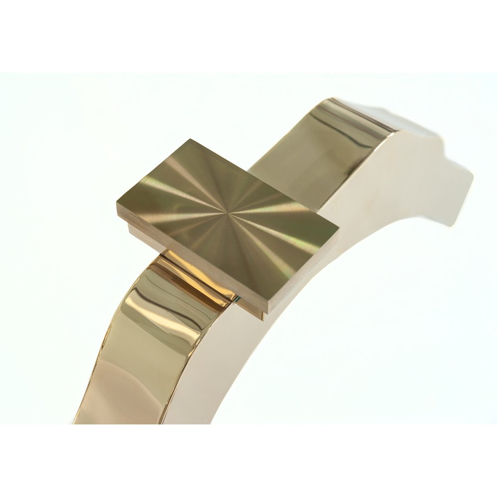 Modrest Legend Modern Glass & Gold Dining Table. Picture 5