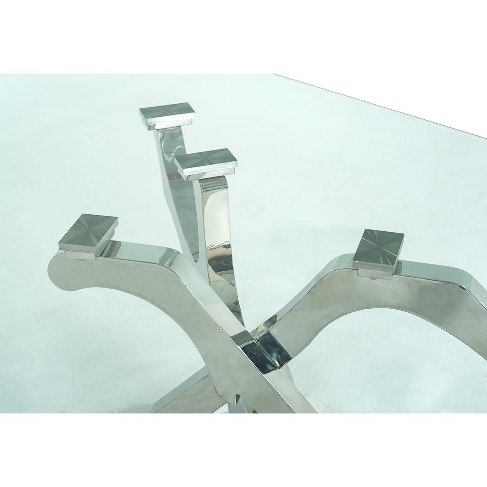 Modrest Legend Modern Glass & Stainless Steel Dining Table. Picture 8