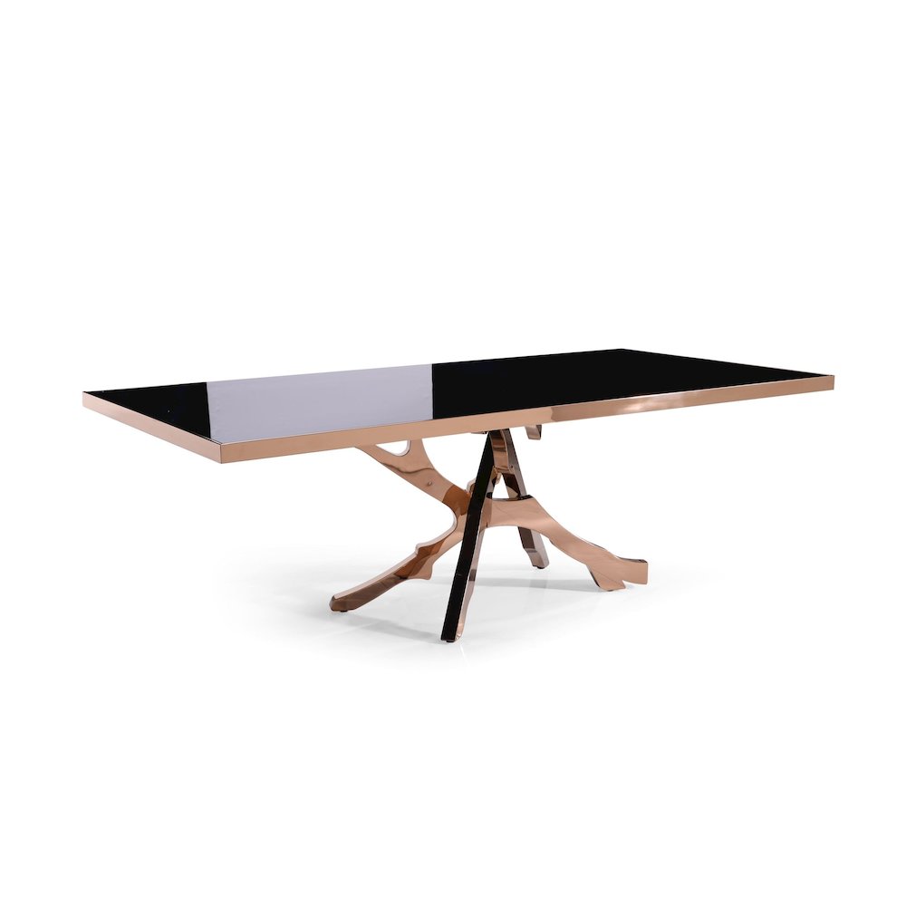 Modrest Legend - Modern Black Glass & Rosegold Dining Table. Picture 2