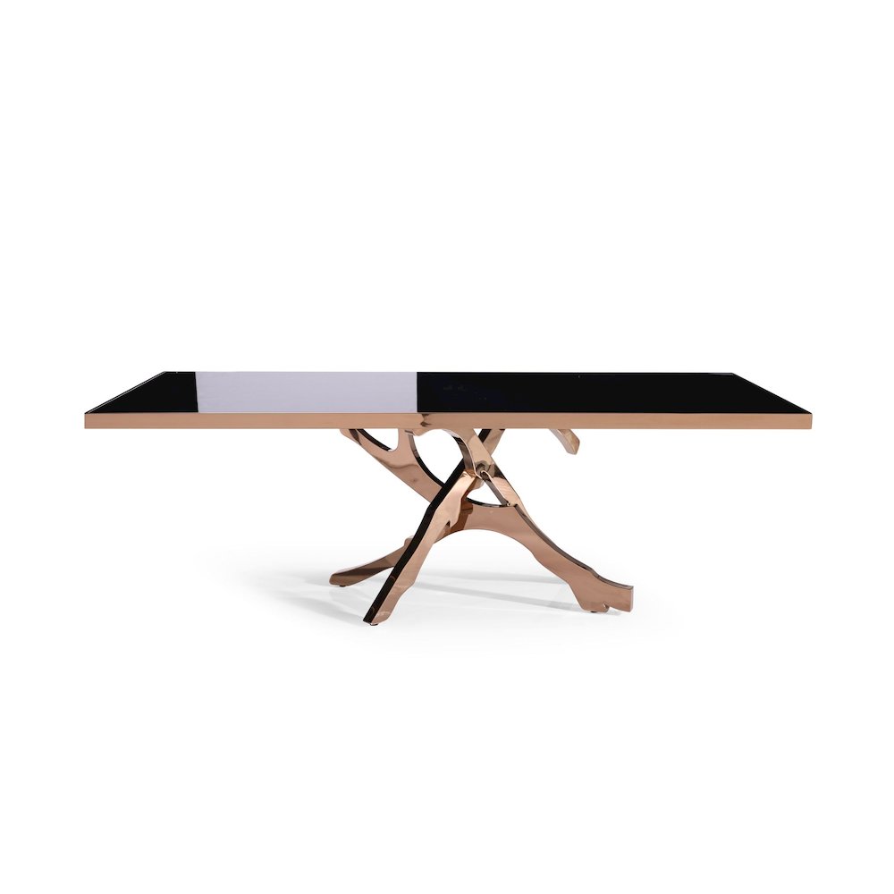 Modrest Legend - Modern Black Glass & Rosegold Dining Table. Picture 3