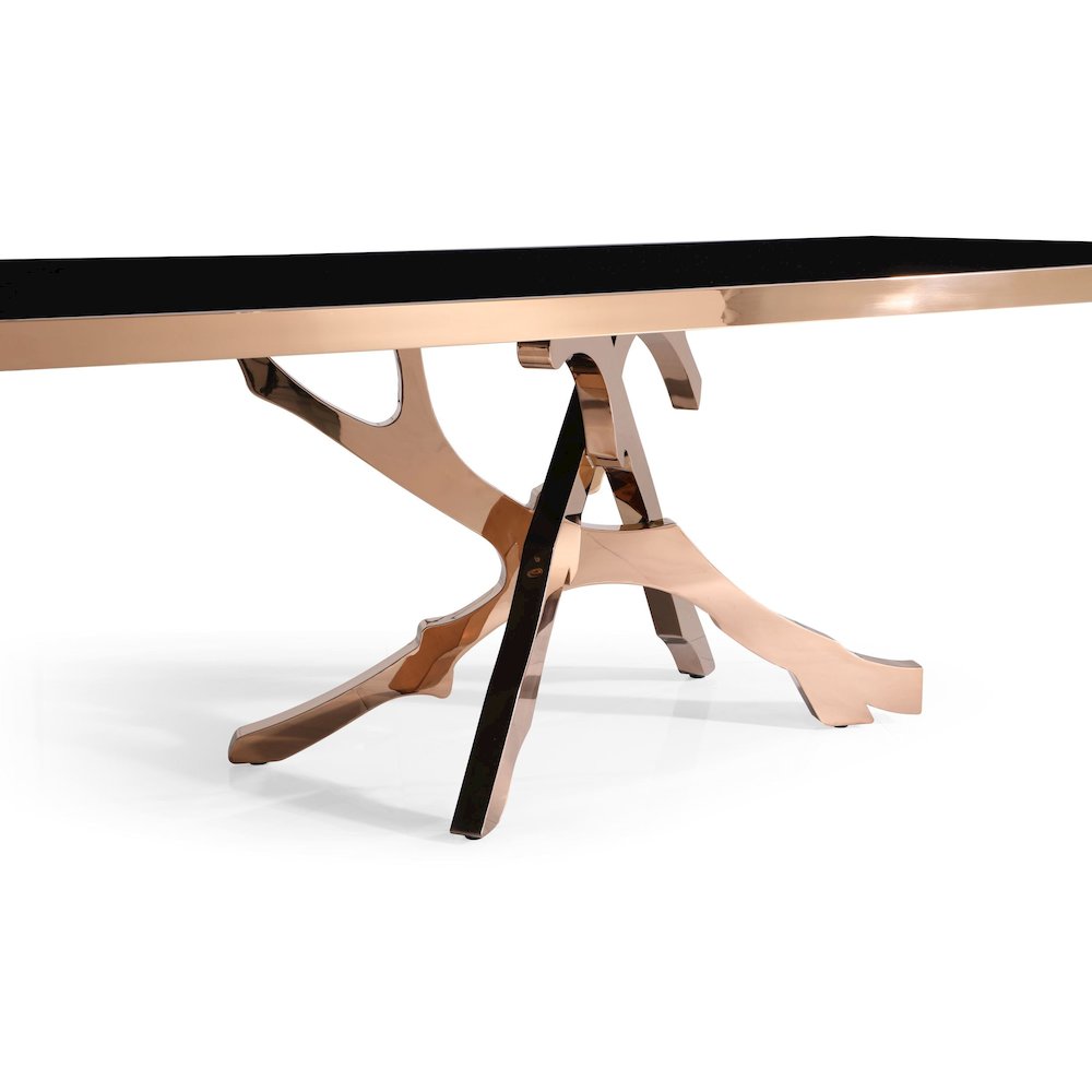 Modrest Legend - Modern Black Glass & Rosegold Dining Table. Picture 5