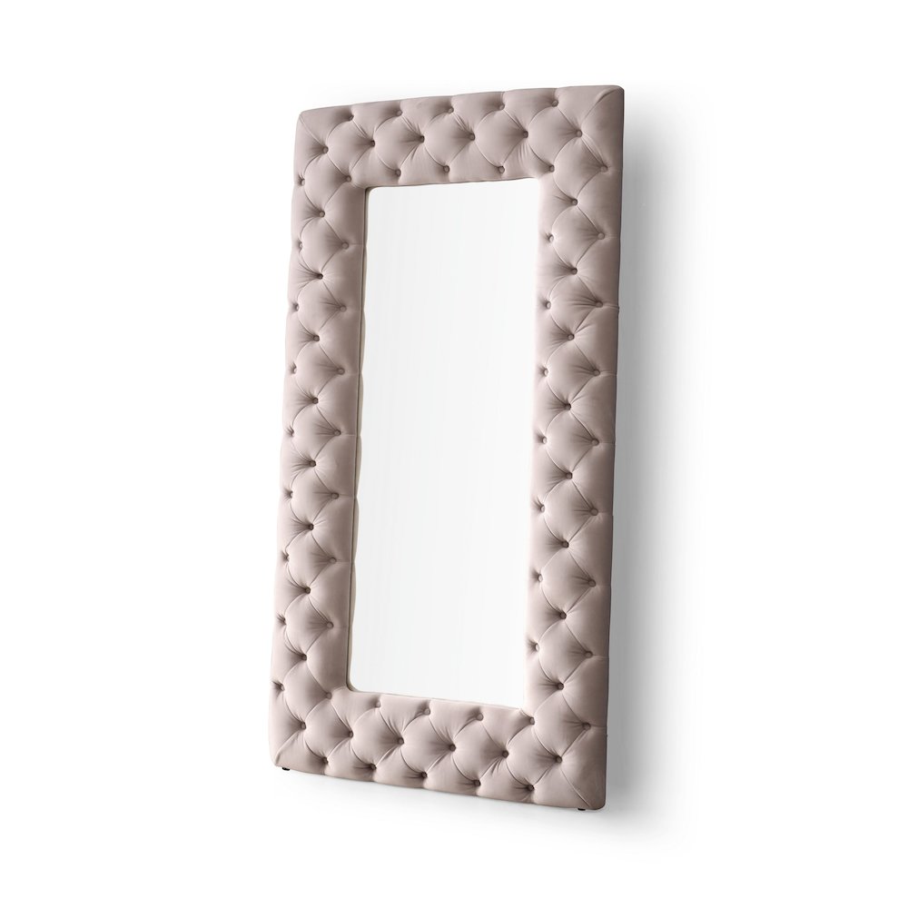 Modrest Legend - Transitional Grey Velvet Floor Mirror. Picture 1