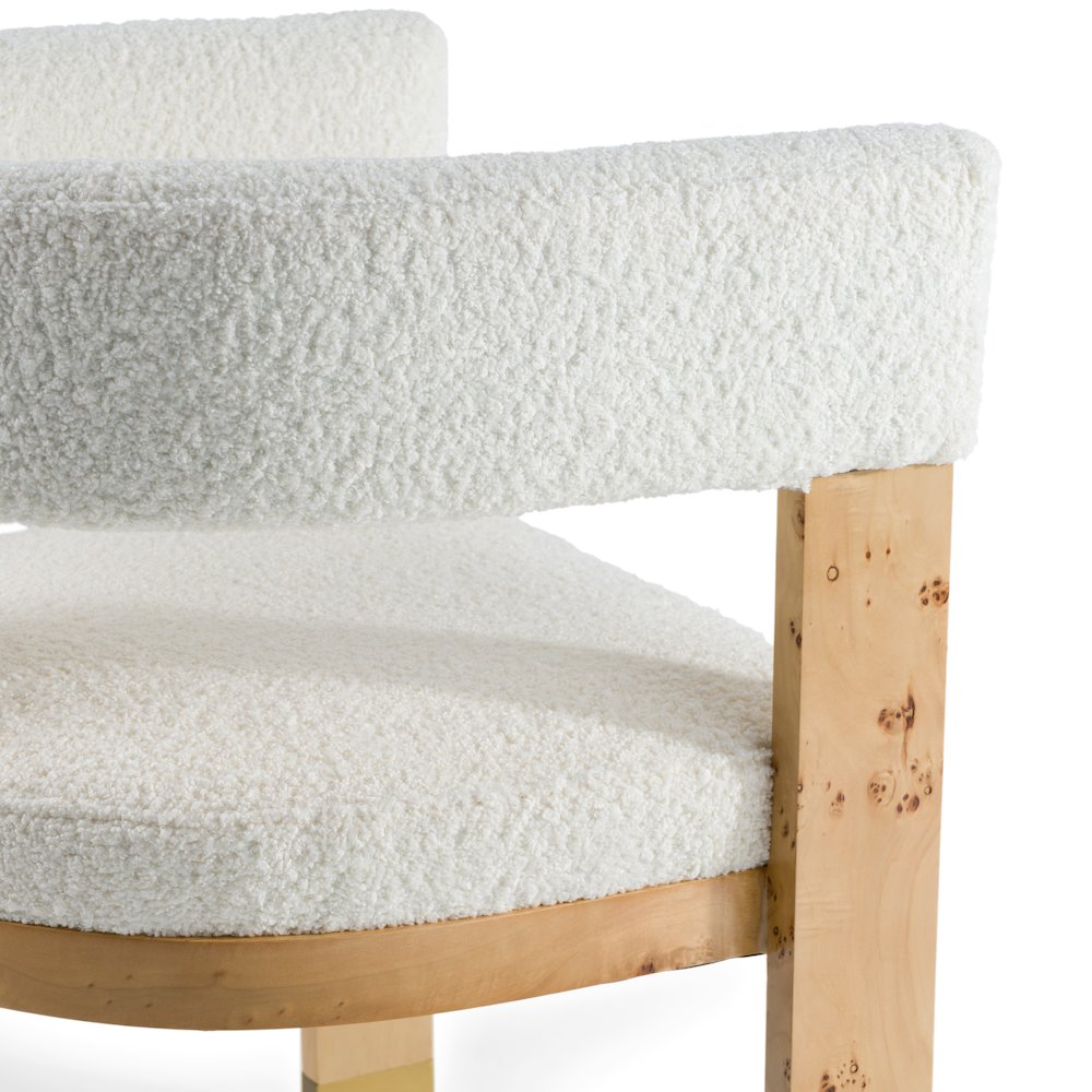 Modrest Letha - Modern Cream Fabric + Burl Dining Chair. Picture 6