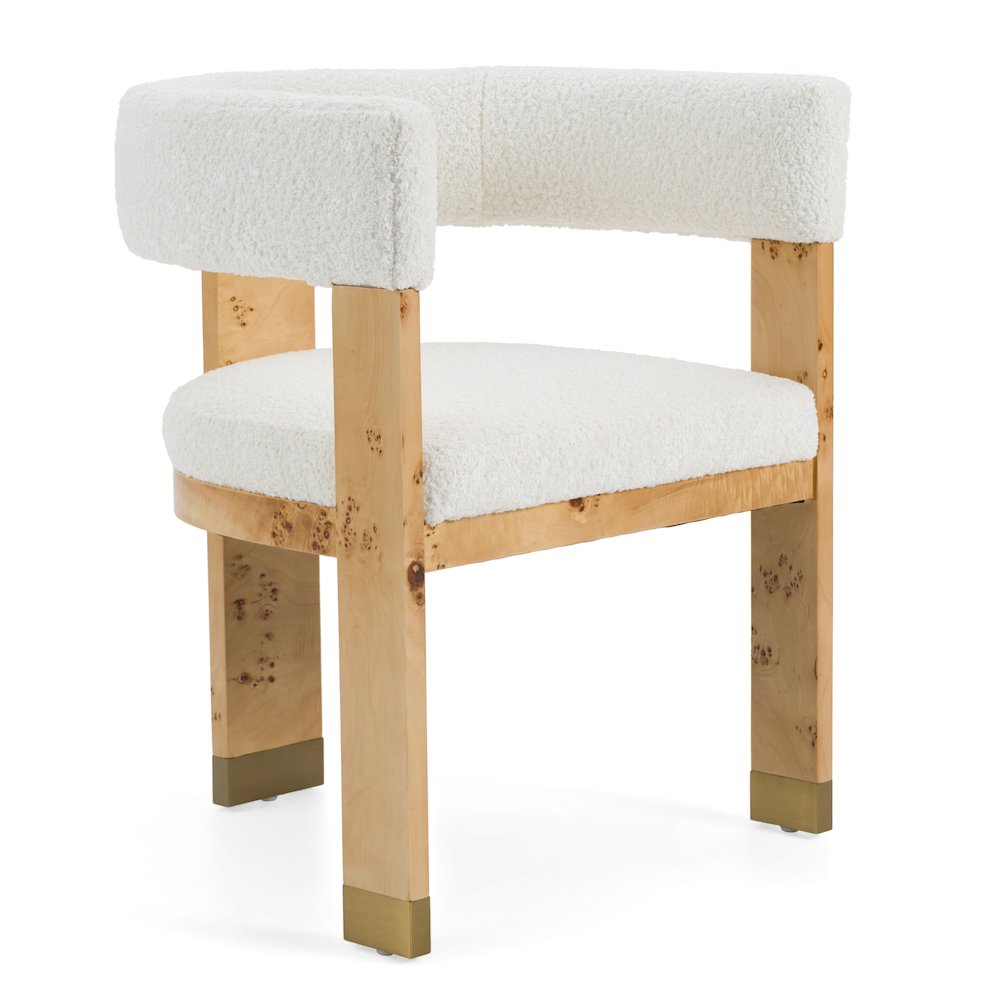 Modrest Letha - Modern Cream Fabric + Burl Dining Chair. Picture 1