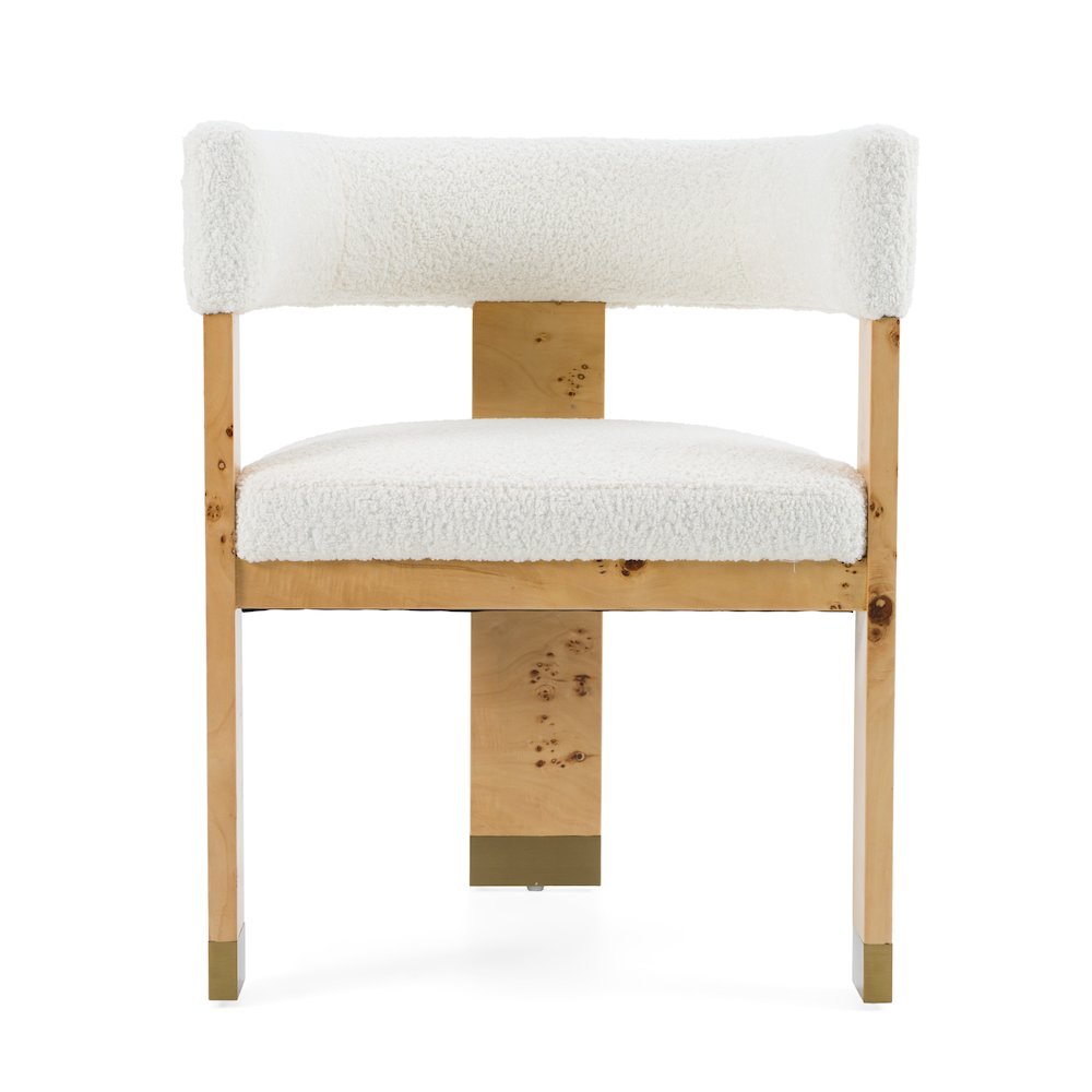 Modrest Letha - Modern Cream Fabric + Burl Dining Chair. Picture 2