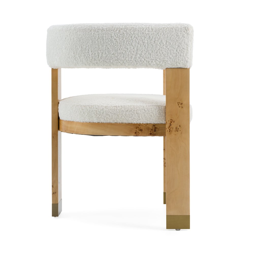 Modrest Letha - Modern Cream Fabric + Burl Dining Chair. Picture 3
