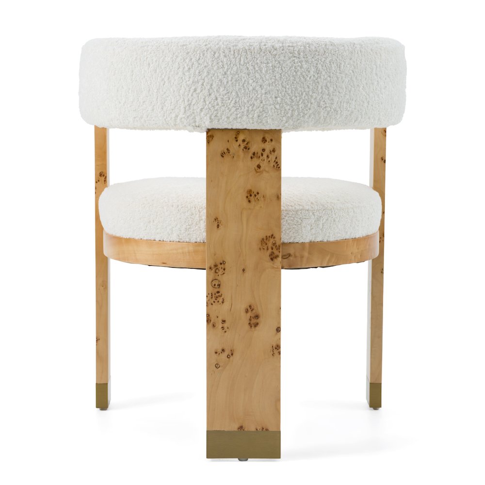 Modrest Letha - Modern Cream Fabric + Burl Dining Chair. Picture 4