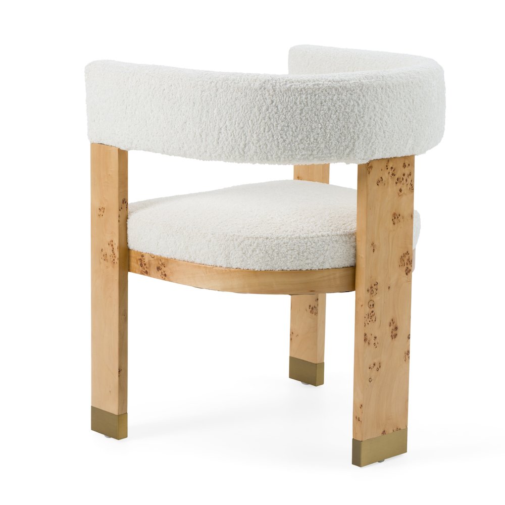 Modrest Letha - Modern Cream Fabric + Burl Dining Chair. Picture 5