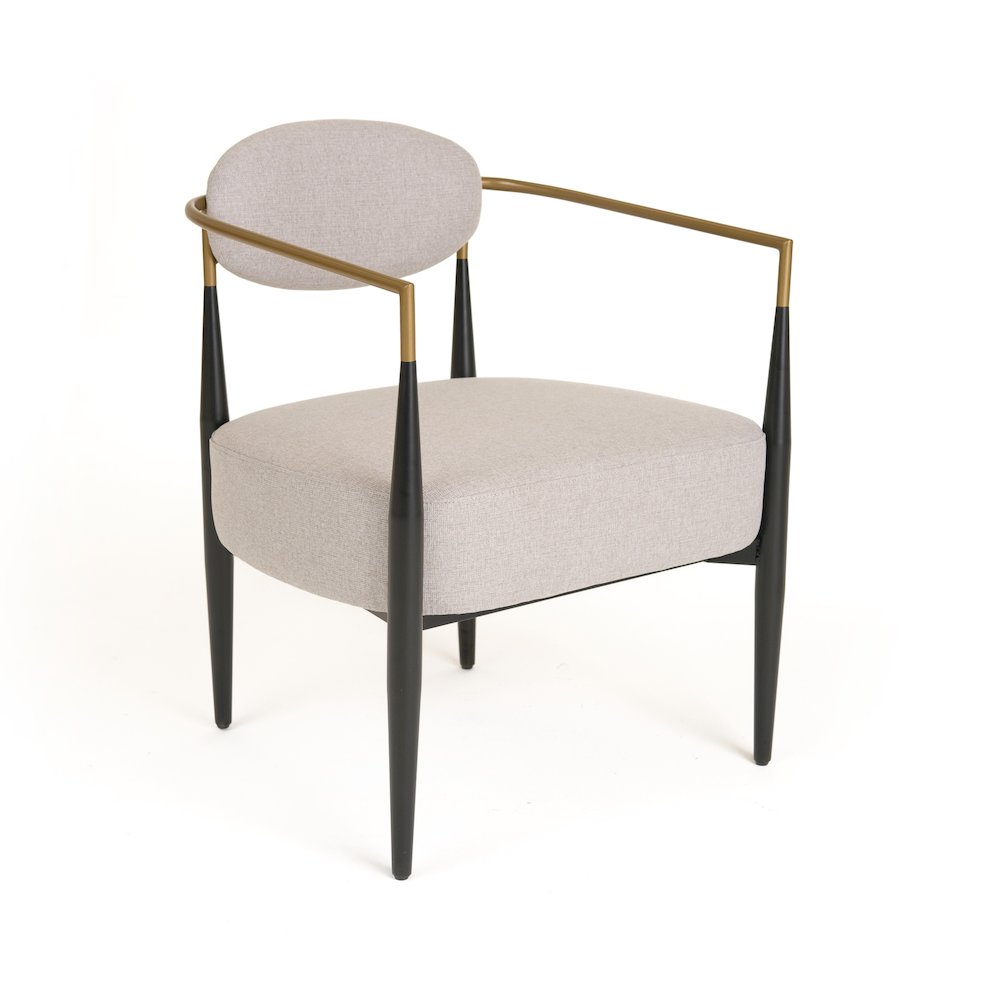 Modrest Liberty - Modern Beige Fabric + Black & Gold Accent Chair. Picture 1