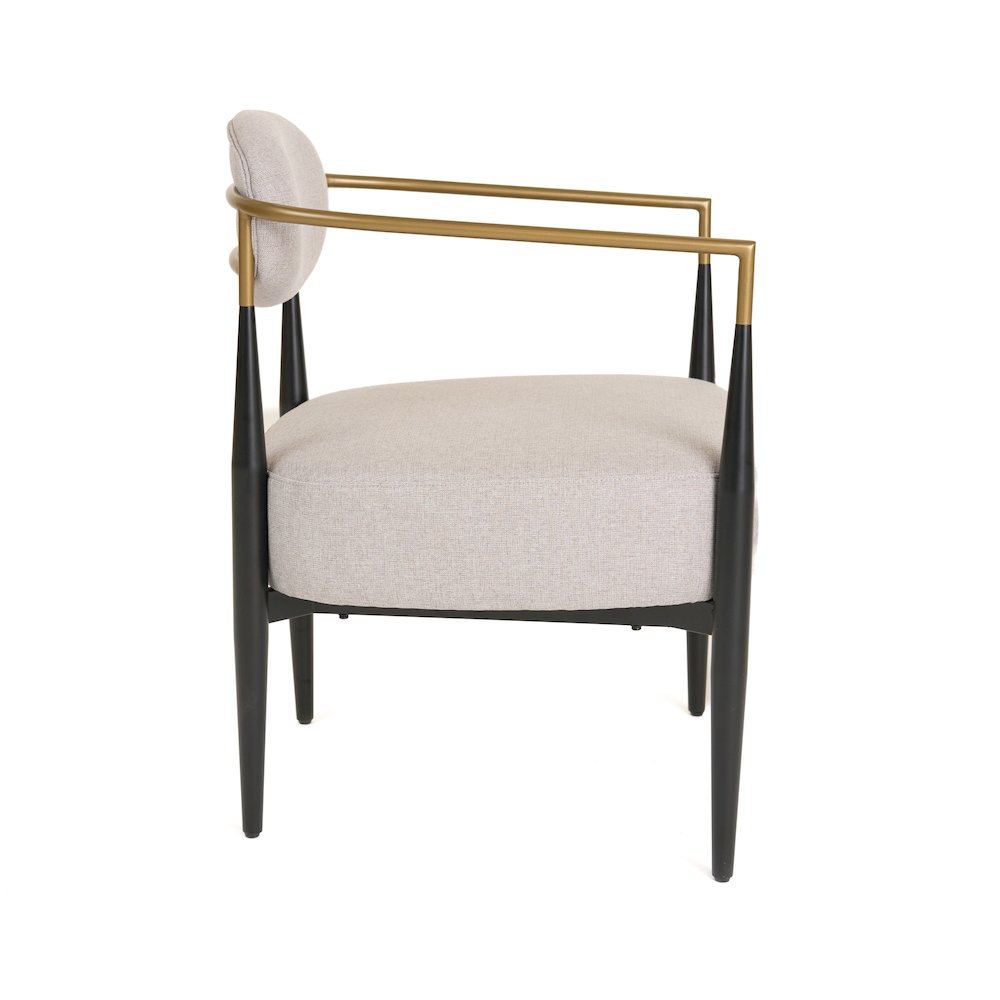 Modrest Liberty - Modern Beige Fabric + Black & Gold Accent Chair. Picture 5