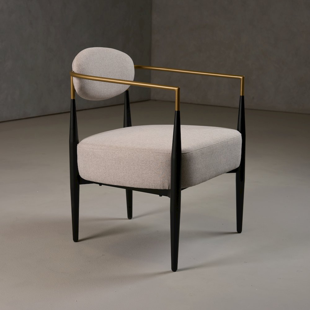 Modrest Liberty - Modern Beige Fabric + Black & Gold Accent Chair. Picture 2