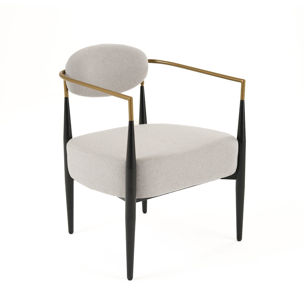 Modrest Liberty - Modern Light Grey Fabric + Black & Gold Accent Chair. Picture 1