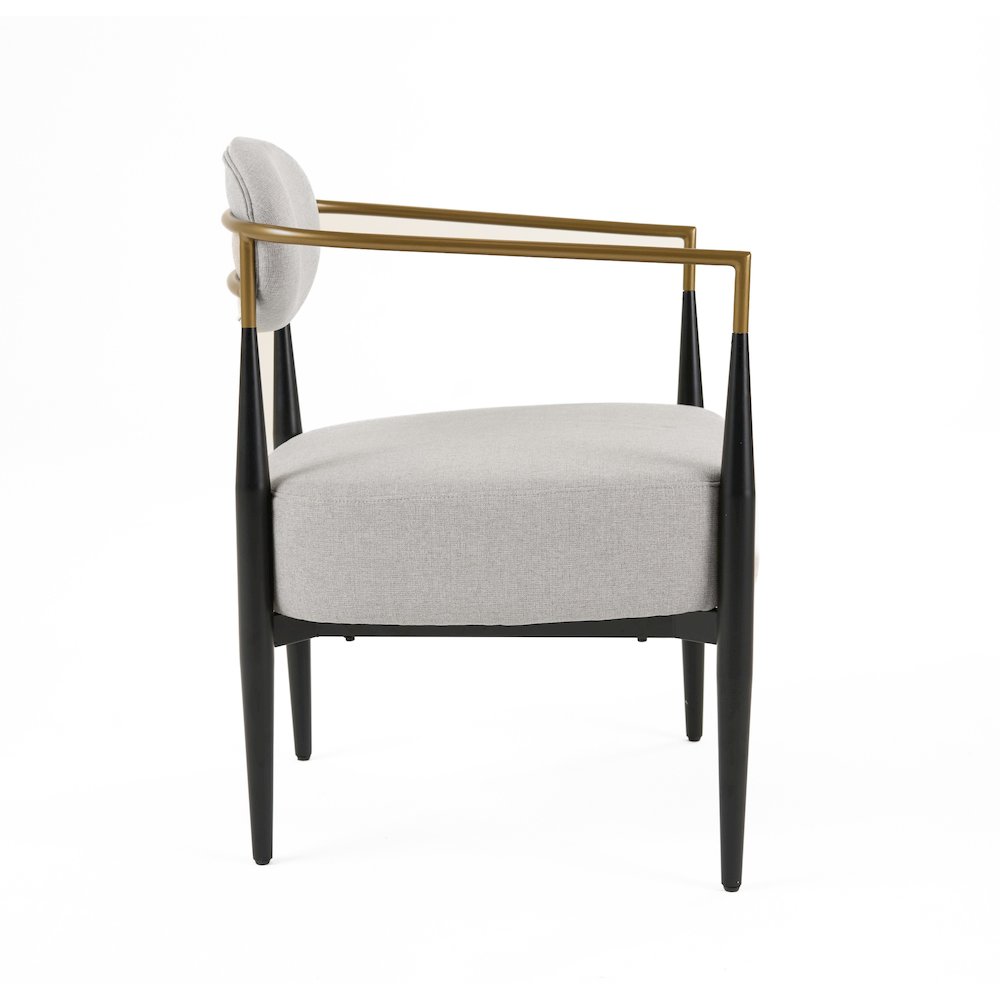 Modrest Liberty - Modern Light Grey Fabric + Black & Gold Accent Chair. Picture 4