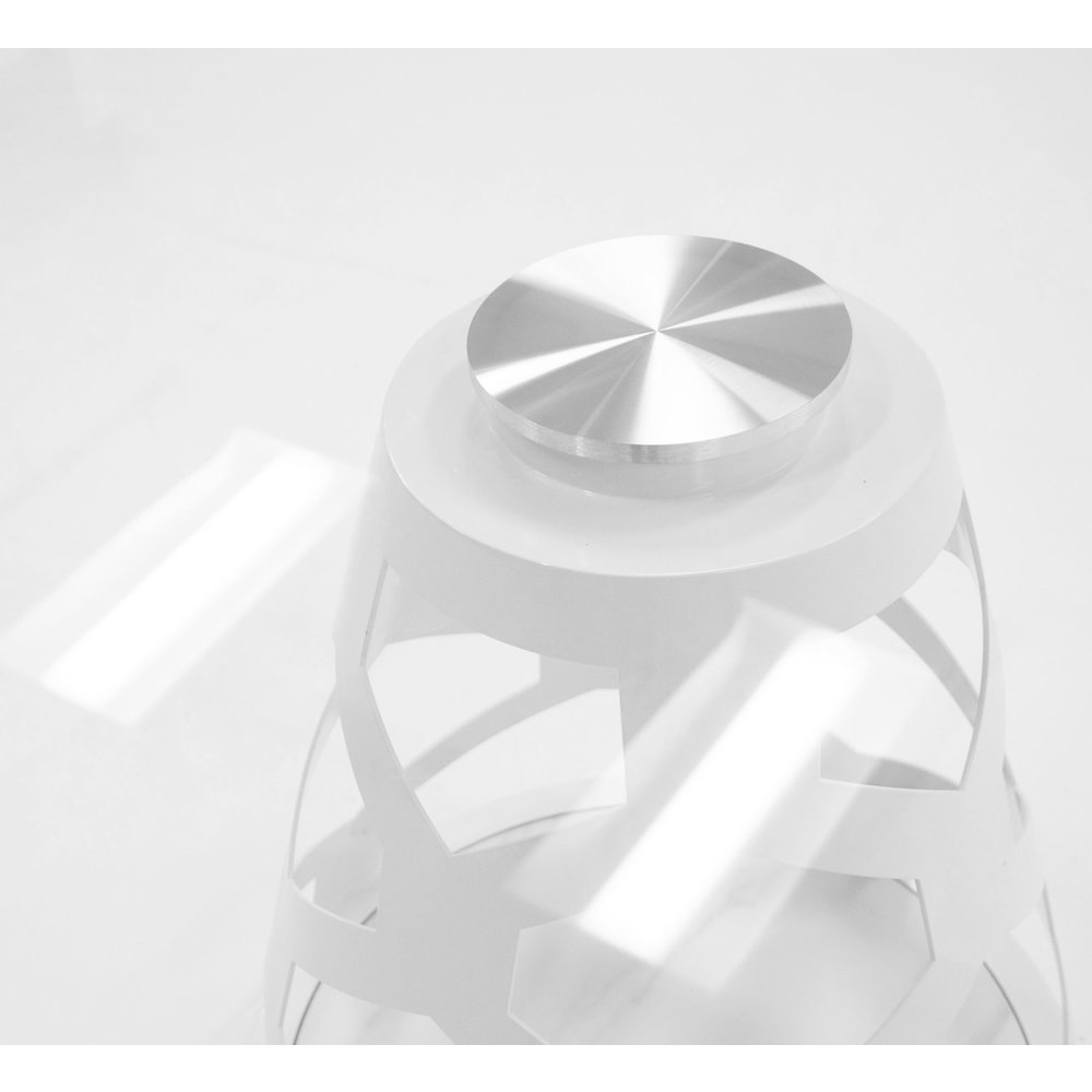Modrest Lilly - Modern 12mm Round Glass + White Dining Table. Picture 5