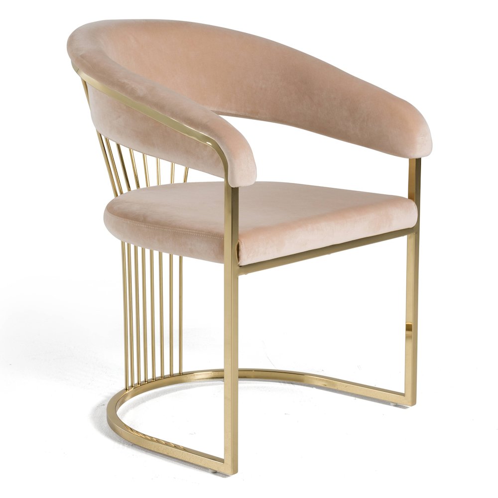 Linda - Modern Beige Velvet and Gold Dining Chair. Picture 1