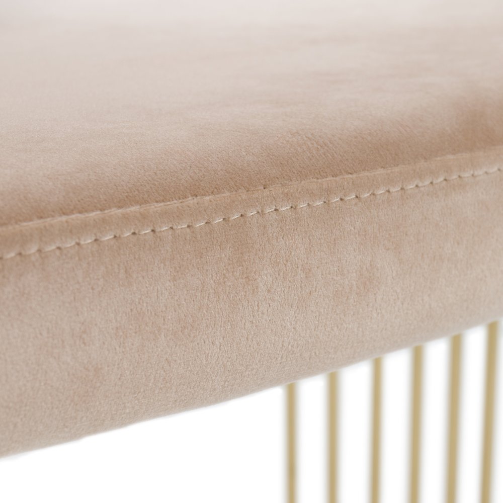 Linda - Modern Beige Velvet and Gold Dining Chair. Picture 7