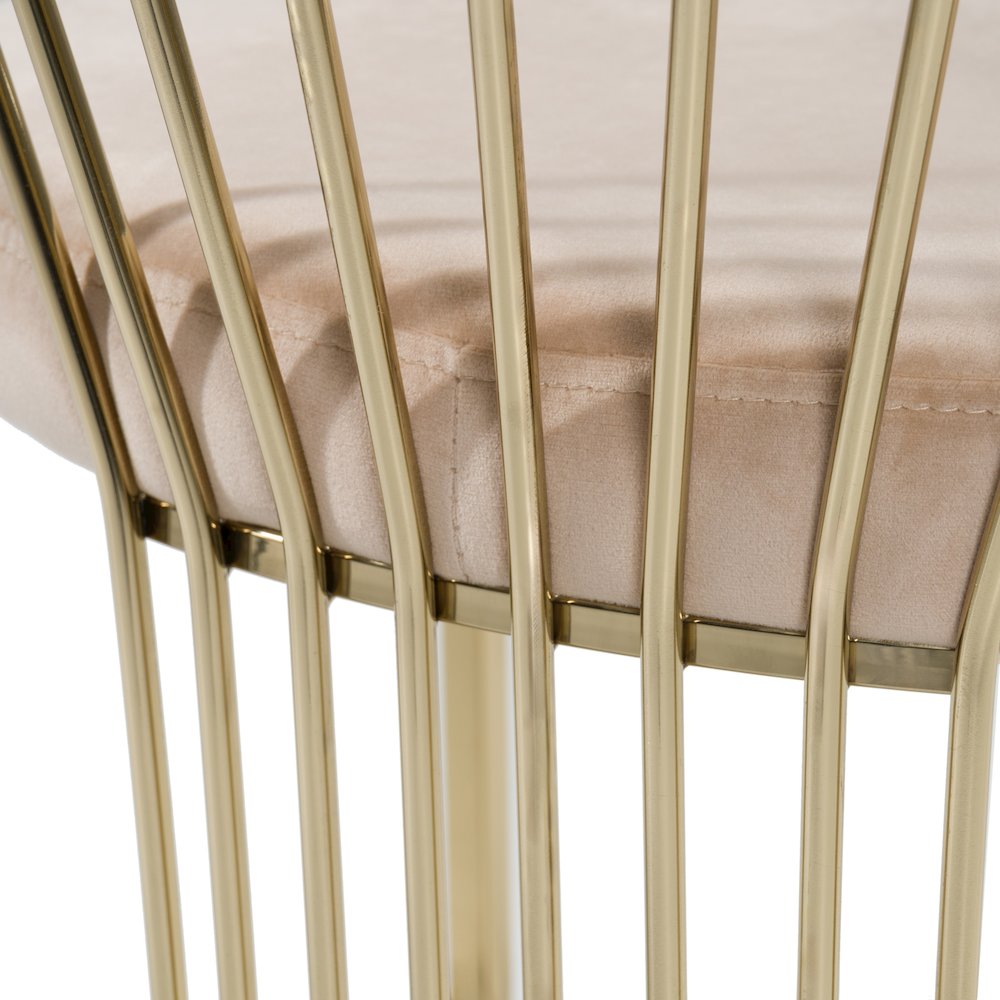 Linda - Modern Beige Velvet and Gold Dining Chair. Picture 8