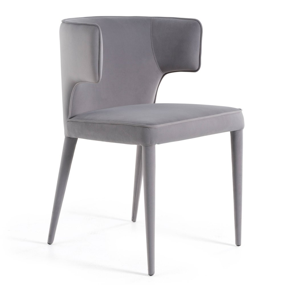 Lucero - Modern Grey Velvet Arm Dining Chair. Picture 1